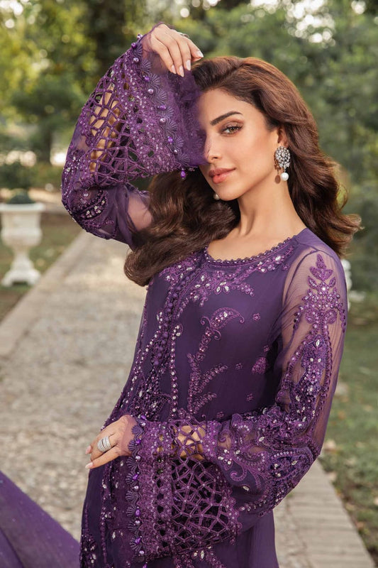 Maria B Embroidered purple hr 3PC  Suit