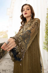 Maria b mehndi green Unstitched Embroidered Chiffon Suit