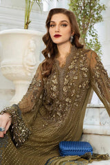 Maria b mehndi green Unstitched Embroidered Chiffon Suit