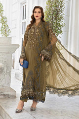 Maria b mehndi green Unstitched Embroidered Chiffon Suit