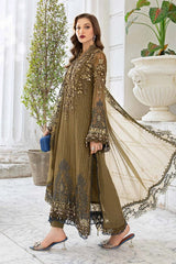 Maria b mehndi green Unstitched Embroidered Chiffon Suit