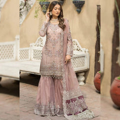 Imrozia Peach Gharara  Net 3 Pc