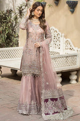 Imrozia Peach Gharara  Net 3 Pc