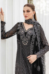 Maria B Emroided Chiffon Suit Black