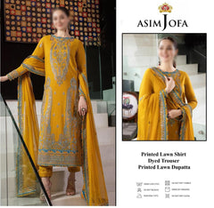 Asim jofa yellow -28 printed  LAWN 3 PCS