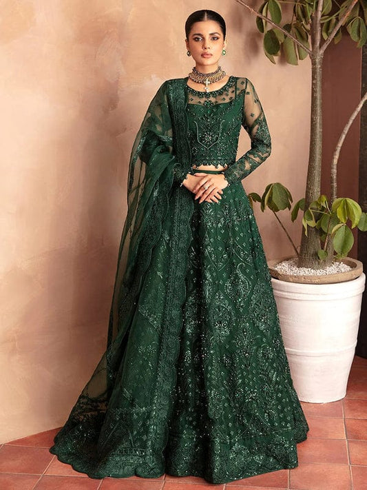 Gulal Dark Green Net Maxi