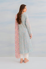 Iznik Lawn Chiffon Dupatta  Icegreen