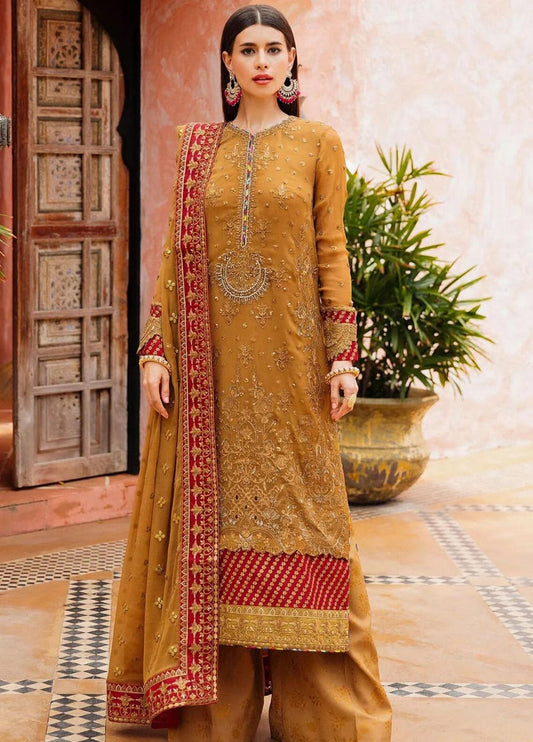 Unstitched Formal Mustard Chiffon