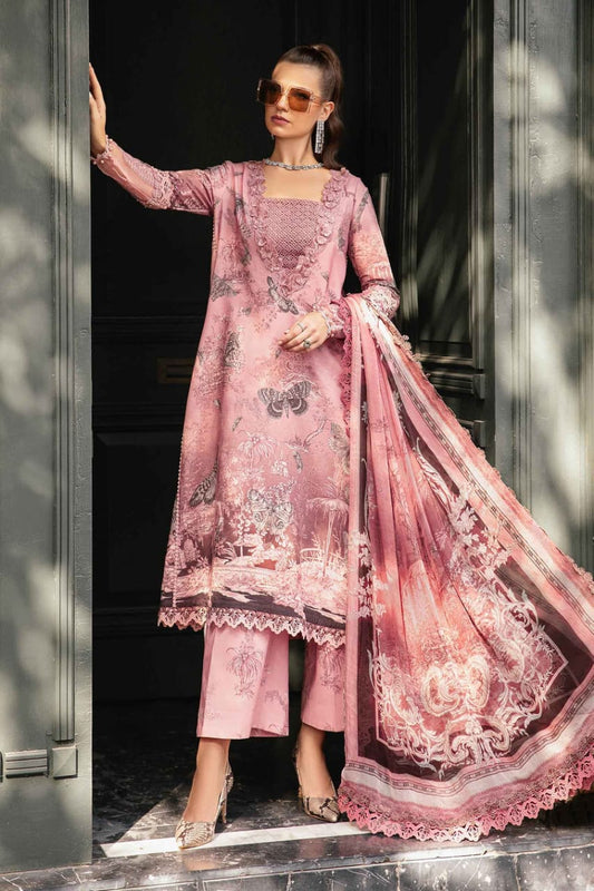 Maria B Pink Butterfly Lawn Chiffon Dupatta