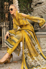 Maria B Yellow Butterfly Lawn Chiffon Dupatta