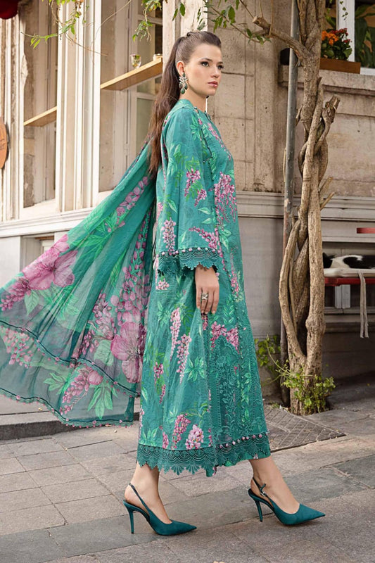 Maria B Aqua Green lawn Chiffon Dupatta