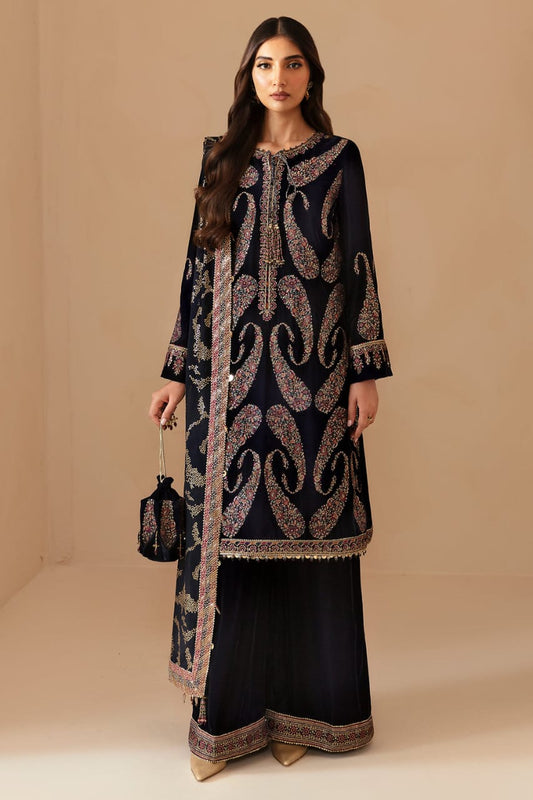 Jazmin | Embroidered Velvet Formal NAVY BLUE - Micro 9000 - Navy Blue