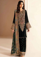 Jazmin | Embroidered Velvet Formal VF-2025 - Dark Green - Micro 9000