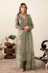 Ramsha | Green Digital Printed Organza with Embroidery