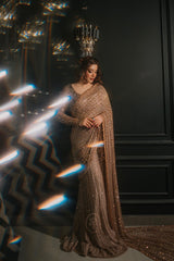 HR BRIDAL SAREE - Deep Gold | CHIFFON COLLECTION