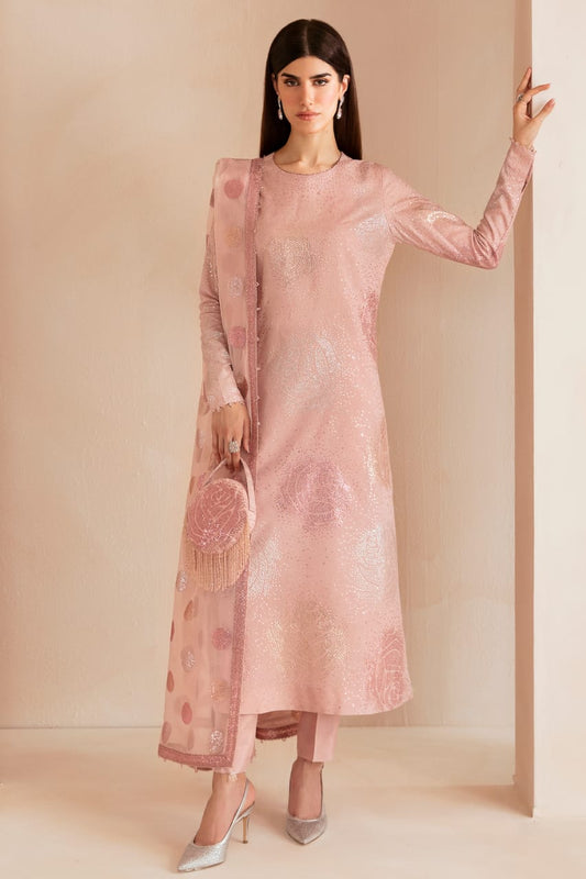 Jazmin | Embroidered Raw Silk - Peach