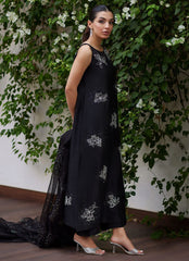 Farah Talib Aziz - Black Organza Embroidered Unstitched 3 Pieces