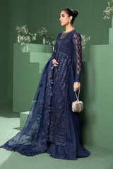 Maria B - 3 Piece Embroidered Organza Suit | Blue