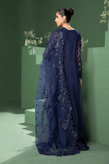 Maria B - 3 Piece Embroidered Organza Suit | Blue