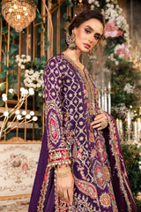 Maria B | 3 Piece Unstitched Embroidered Raw Silk Suit | BD-2903-Purple