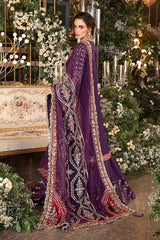 Maria B | 3 Piece Unstitched Embroidered Raw Silk Suit | BD-2903-Purple