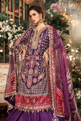 Maria B | 3 Piece Unstitched Embroidered Raw Silk Suit | BD-2903-Purple