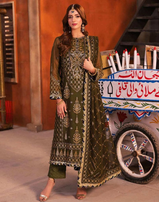 Asim Jofa - Mehndi Green - JZ - Chiffon Collection