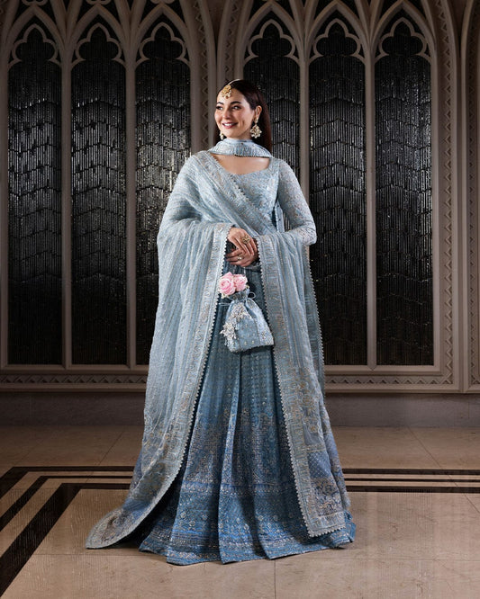 Miyah | Faiza Saqlain - Ice Blue - Bridal Collection