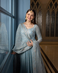 Miyah | Faiza Saqlain - Ice Blue - Bridal Collection