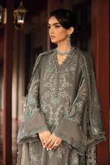 Maria B | 3 Piece Unstitched Embroidered Lawn Suit - Grey