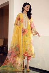 Baroque | Mustard Multi - Chiffon Embroidered Dupatta