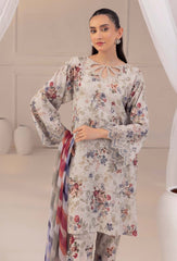 Baroque | Grey - Chickenkari Lawn with Chiffon Dupatta