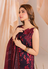 Asifa & Nabeel | Black Red - Lawn with Chiffon Duppatta