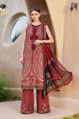 Maria B M.Print | Maroon - Lawn Collection