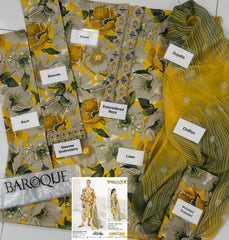 Baroque | Grey & Yellow - Lawn & Chiffon Collection