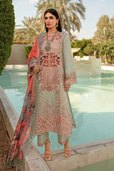 Rung Rasia | Green With Peach Embroidery - Luxury Chickenkari Collection