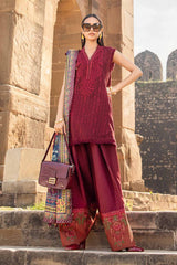 Maria B MPT-2407-B | Maroon - Lawn Eid Collection