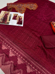 Maria B MPT-2407-B | Maroon - Lawn Eid Collection