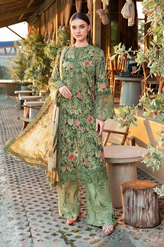 Maria B MPT-2508-B | Garden Green - Chikankari Printed Lawn Eid Collection