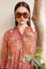 Maria B MPT-2508-A | Orange Peach - Chikankari Printed Lawn Eid Collection