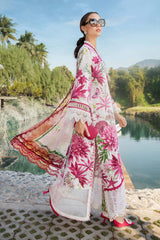 Maria B MPT-2511-A | White & Pink Butterfly - Lawn Eid Collection