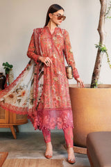 Maria B MPT-2508-A | Orange Peach - Chikankari Printed Lawn Eid Collection