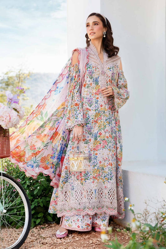 Maria B MPT-2507-A | Off White Multicolor - Lawn Collection