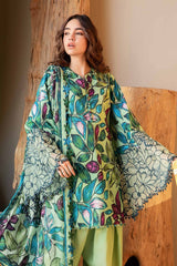 Maria B MPT-2505-B | Green Base With Leave Print - Lawn Collection