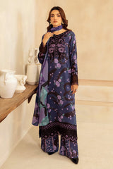 Farasha | Black Grey Purple Flower  - Digital Lawn Collection