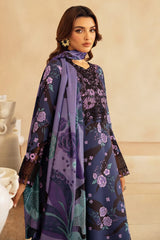 Farasha | Black Grey Purple Flower  - Digital Lawn Collection