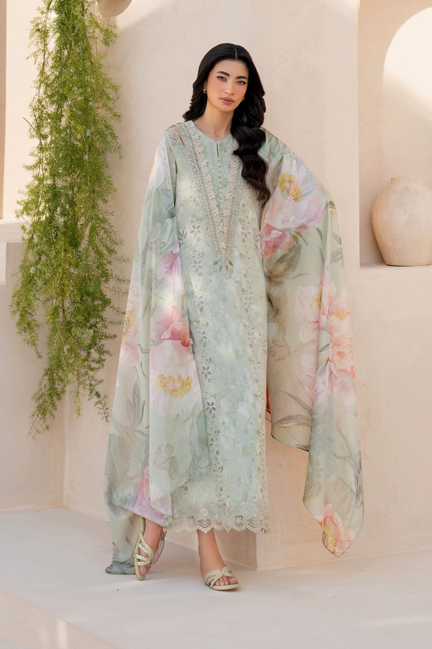 Iznik | Green - Printed Lawn Chikankari Collection