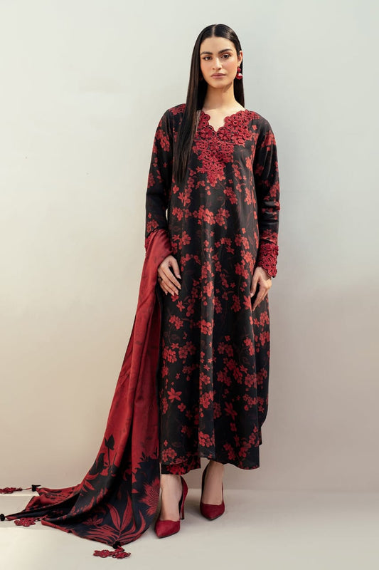 Baroque |  Black & Red - Lawn & Chiffon Embroidered Dupatta Collection 2025