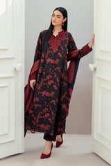 Baroque |  Black & Red - Lawn & Chiffon Embroidered Dupatta Collection 2025