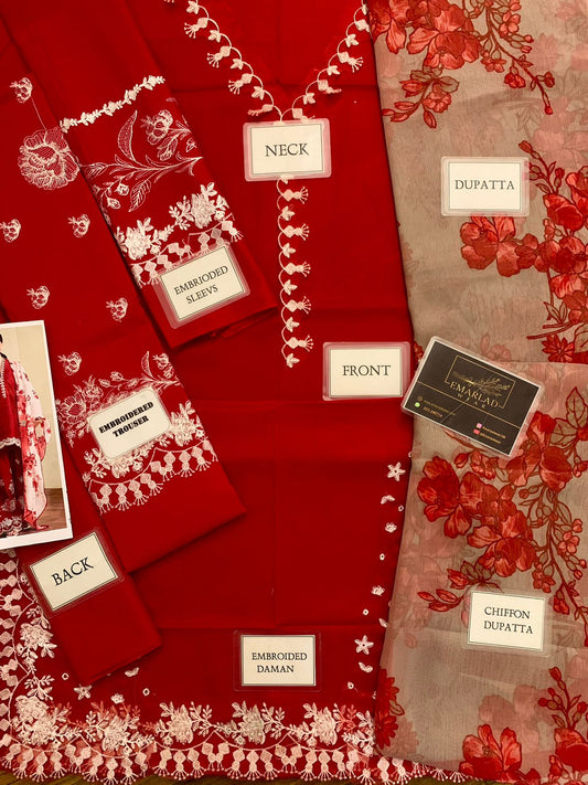 Coco By Zara Shah Jahan | Red - Lawn Collection